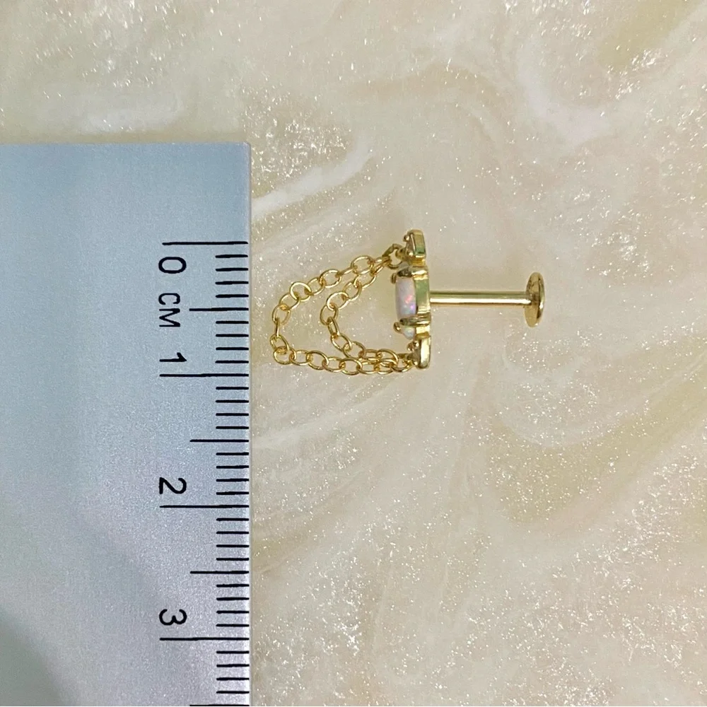 Gold S925 and Opal Chain cartilage Earring